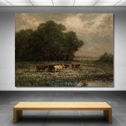 Paesaggio Con Bestiame Al Pascolo Edward Mitchell Bannister emb46 quadro stampato su tela