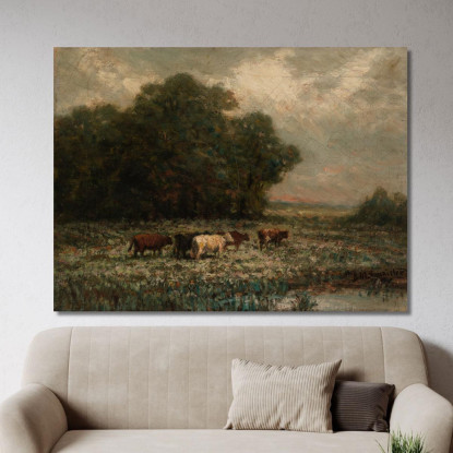 Paesaggio Con Bestiame Al Pascolo Edward Mitchell Bannister emb46 quadro stampato su tela