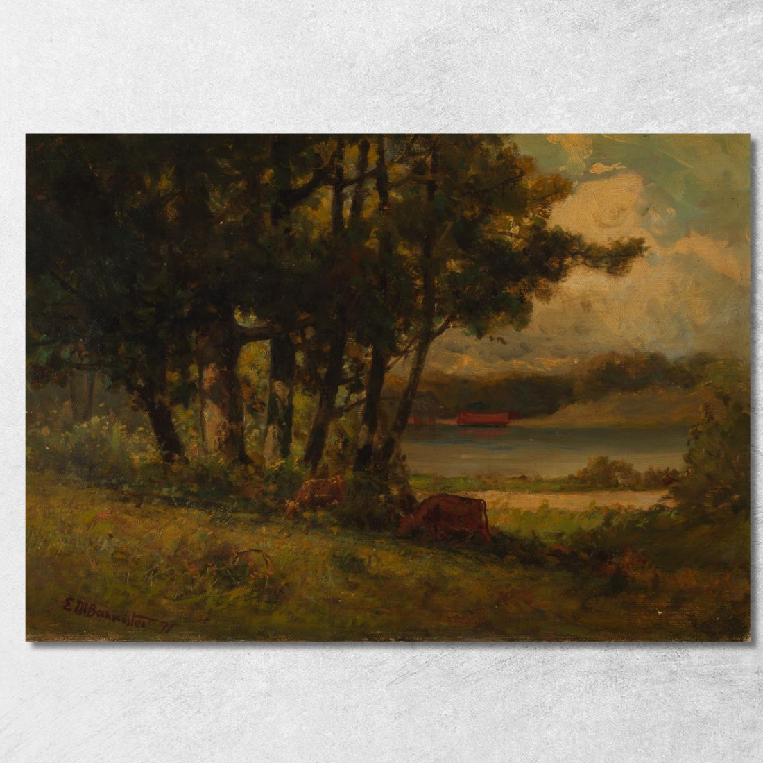 Paesaggio Con Mucche Al Pascolo Vicino Al Fiume Edward Mitchell Bannister emb47 quadro stampato su tela Paesaggio Con Mucche Al Pascolo Vicino Al Fiume Edward Mitchell Bannister emb47 quadro stampato su tela