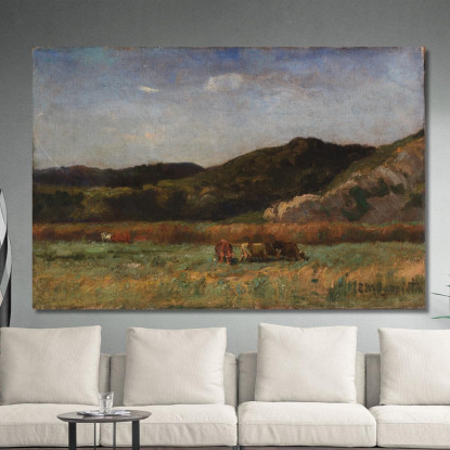 Paesaggio Con Mucche Al Pascolo Sulle Colline Edward Mitchell Bannister emb48 quadro stampato su tela