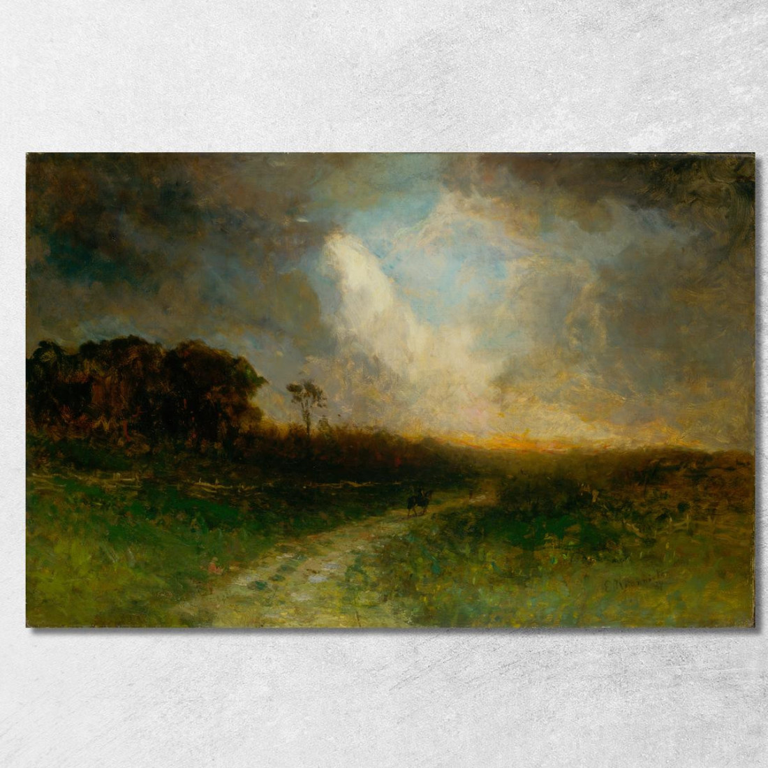Paesaggio Uomo A Cavallo Edward Mitchell Bannister emb55 quadro stampato su tela Paesaggio Uomo A Cavallo Edward Mitchell Bannister emb55 quadro stampato su tela