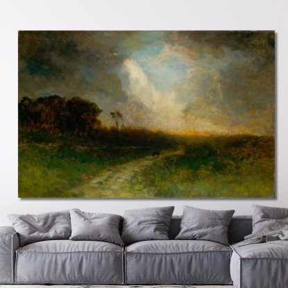 Paesaggio Uomo A Cavallo Edward Mitchell Bannister emb55 quadro stampato su tela