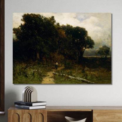 Paesaggio Boscaiolo Sul Sentiero Edward Mitchell Bannister emb57 quadro stampato su tela