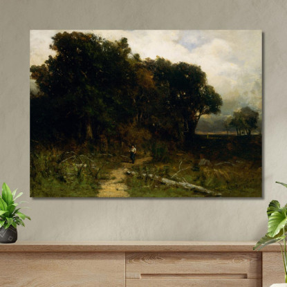Paesaggio Boscaiolo Sul Sentiero Edward Mitchell Bannister emb57 quadro stampato su tela
