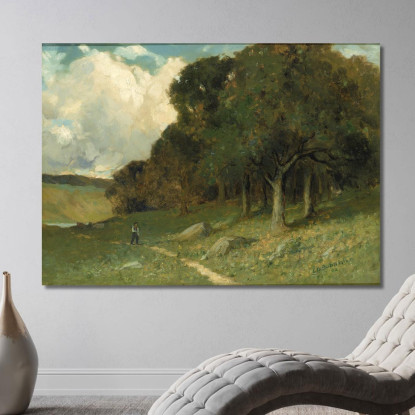 Uomo Sul Sentiero Con Alberi Sullo Sfondo Edward Mitchell Bannister emb60 quadro stampato su tela