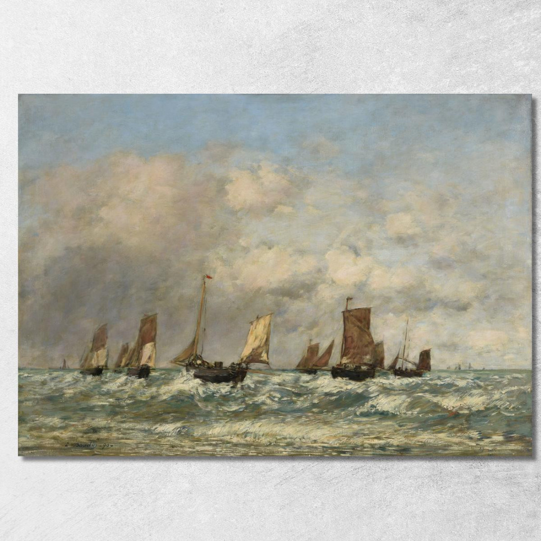 Berck La Partenza Delle Barche Eugène Boudin ebd18 quadro stampato su tela Berck La Partenza Delle Barche Eugène Boudin ebd18 quadro stampato su tela