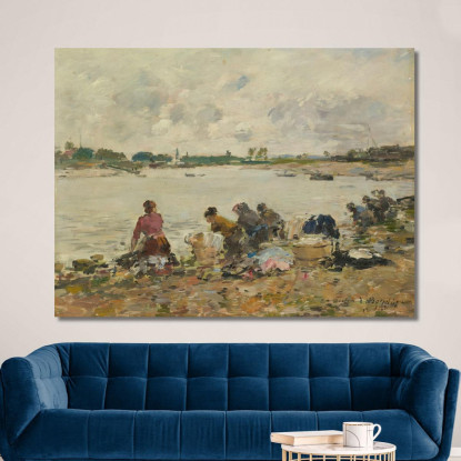 Lavandaie Sulla Riva Della Touques Eugène Boudin ebd70 quadro stampato su tela
