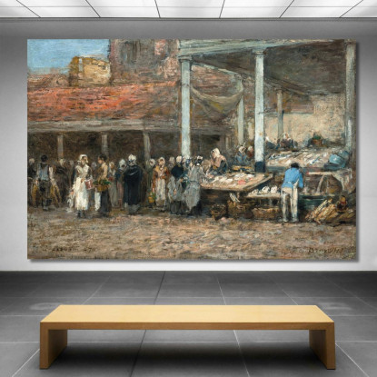 L’Antico Mercato Del Pesce A Bruxelles Eugène Boudin ebd89 quadro stampato su tela