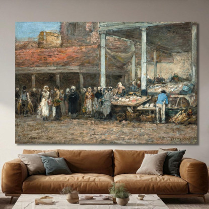 L’Antico Mercato Del Pesce A Bruxelles Eugène Boudin ebd89 quadro stampato su tela