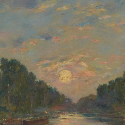 Saint-Valery-Sur-Somme - Effetto Di Luna Sul Canale Eugène Boudin ebd120 quadro stampato su tela
