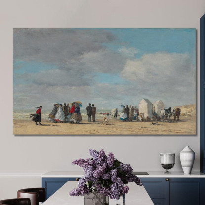 La Spiaggia Di Trouville Eugène Boudin ebd134 quadro stampato su tela