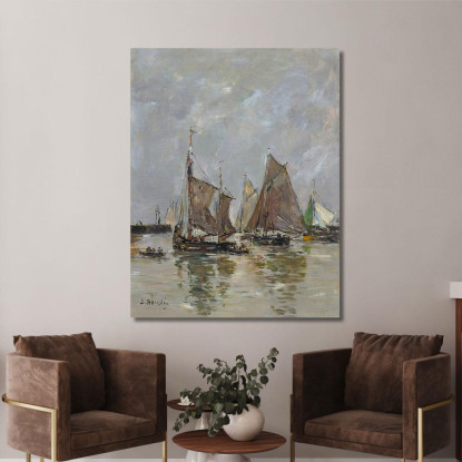 Trouville La Partenza Dei Sardinieri Eugène Boudin ebd155 quadro stampato su tela