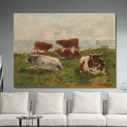 Mucche Nel Prato Sul Bordo Del Mare Eugène Boudin ebd165 quadro stampato su tela