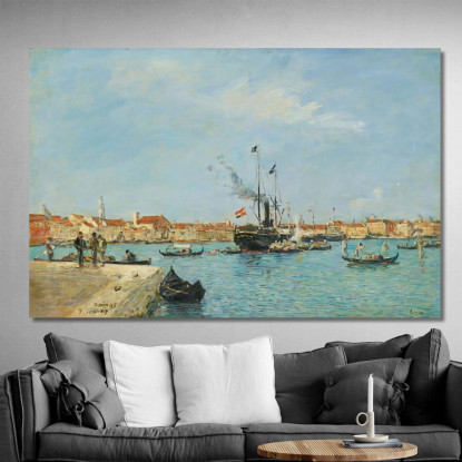 Venezia Il Canal Grande Vapori E Gondole Eugène Boudin ebd168 quadro stampato su tela
