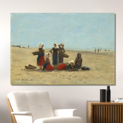 Donne Sulla Spiaggia Di Berck Eugène Boudin ebd184 quadro stampato su tela