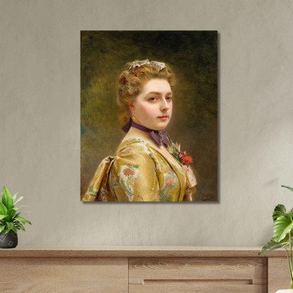 Una Dama In Abito Dorato Gustave Jean Jacquet gjj4 quadro stampato su tela