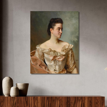 Ritratto Di Una Dama In Rosa Gustave Jean Jacquet gjj5 quadro stampato su tela