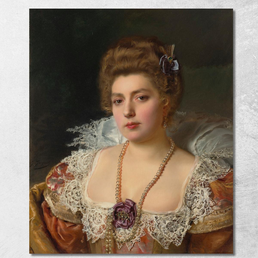 Ritratto Di Una Donna Con Perle Gustave Jean Jacquet gjj18 quadro stampato su tela Ritratto Di Una Donna Con Perle Gustave Jean Jacquet gjj18 quadro stampato su tela