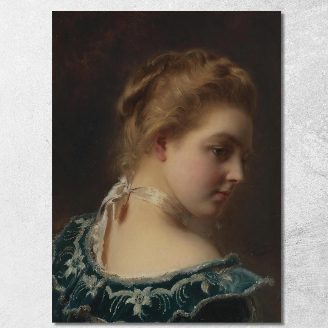 Giovane Bellezza In Abito Verde Gustave Jean Jacquet gjj28 quadro stampato su tela