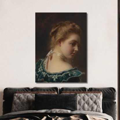 Giovane Bellezza In Abito Verde Gustave Jean Jacquet gjj28 quadro stampato su tela