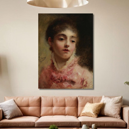 Giovane Donna In Abito Rosa Gustave Jean Jacquet gjj29 quadro stampato su tela