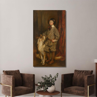 Meredith ('Bunny') Howland Pyne Con Il Suo Cane Hector James Jebusa Shannon jjs13 quadro stampato su tela