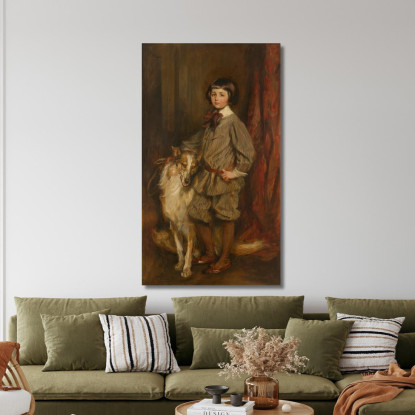 Meredith ('Bunny') Howland Pyne Con Il Suo Cane Hector James Jebusa Shannon jjs13 quadro stampato su tela