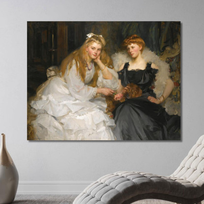 Ritratti Di Lorna E Dorothy Bell Figlie Del Sig. W. Heward Bell James Jebusa Shannon jjs30 quadro stampato su tela