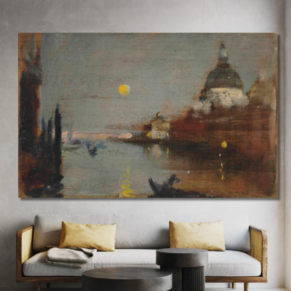 Santa Maria Della Salute Dal Canal Grande Con Luna Piena Venezia James Jebusa Shannon jjs35 quadro stampato su tela