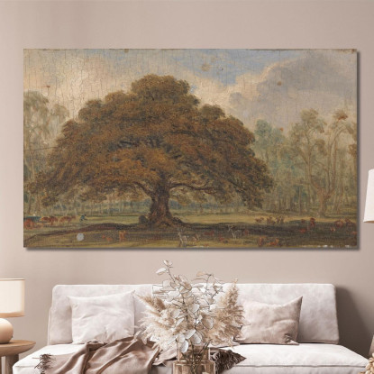 Paesaggio Con Cervi Sotto "La Quercia Del Mendicante" A Dagot'S Park James Ward jwr25 quadro stampato su tela
