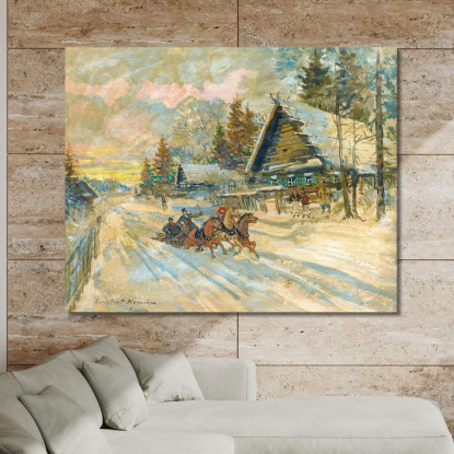 Fisarmonicista In Una Slitta Konstantin Alexeevich Korovin kak1 quadro stampato su tela