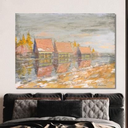 Dacie Sulla Riva Del Fiume Konstantin Alexeevich Korovin kak4 quadro stampato su tela
