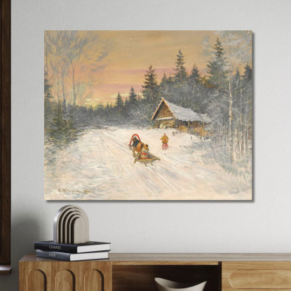 Villaggio Russo Sotto La Neve Konstantin Alexeevich Korovin kak26 quadro stampato su tela