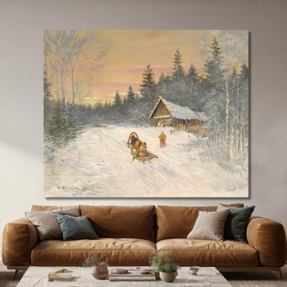 Villaggio Russo Sotto La Neve Konstantin Alexeevich Korovin kak26 quadro stampato su tela