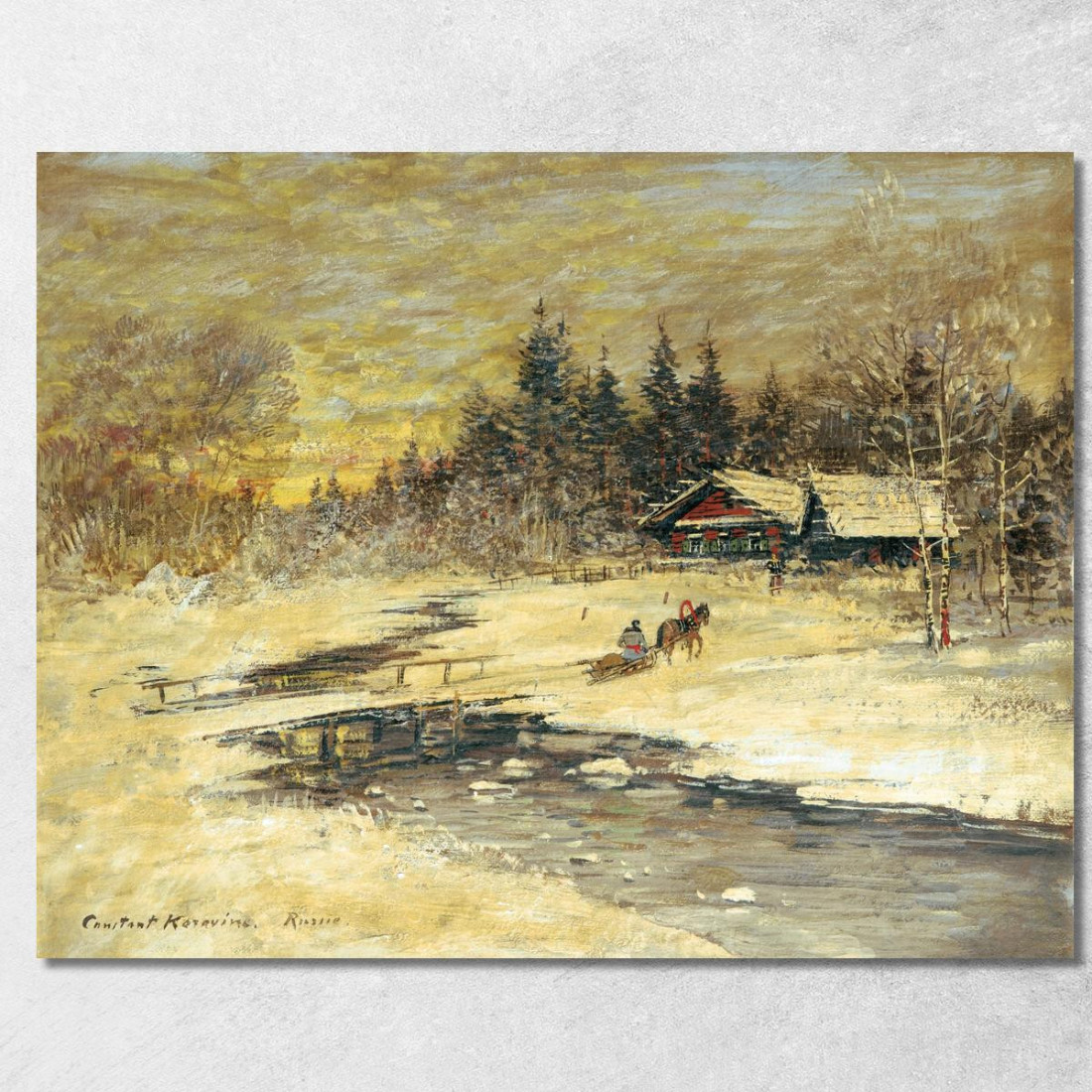 Slitta Che Passa Su Un Ponte Al Tramonto Konstantin Alexeevich Korovin kak32 quadro stampato su tela Slitta Che Passa Su Un Ponte Al Tramonto Konstantin Alexeevich Korovin kak32 quadro stampato su tela