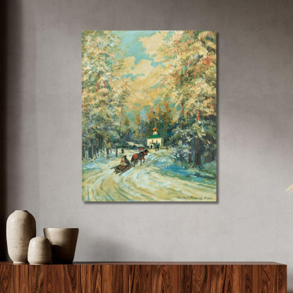 Slitta Che Si Dirige Verso Una Cappella Konstantin Alexeevich Korovin kak33 quadro stampato su tela