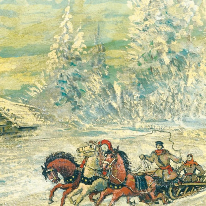 Troika Nella Neve Konstantin Alexeevich Korovin kak34 quadro stampato su tela