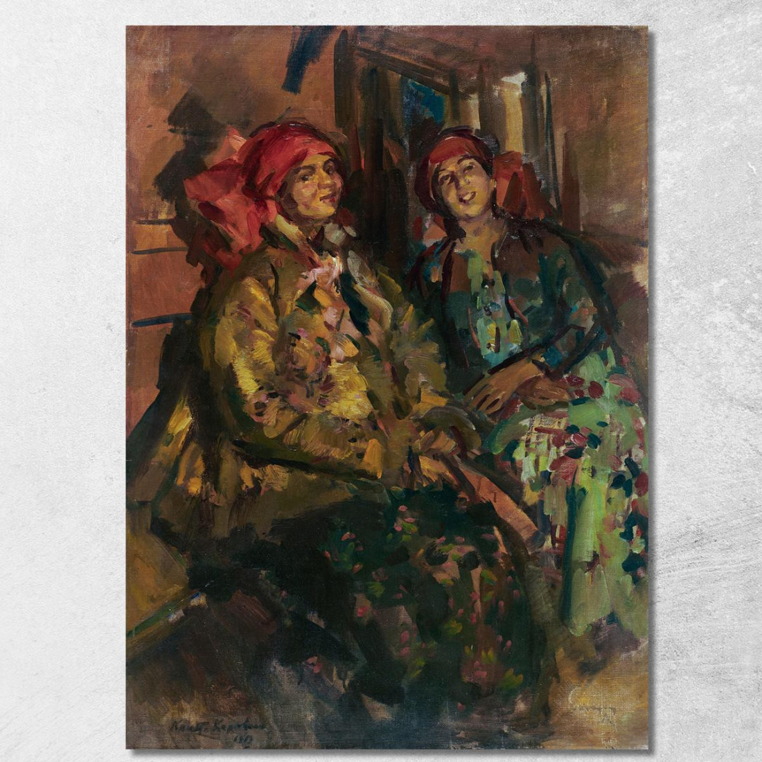 Due Ragazze In Costumi Contadini Konstantin Alexeevich Korovin kak36 quadro stampato su tela Due Ragazze In Costumi Contadini Konstantin Alexeevich Korovin kak36 quadro stampato su tela