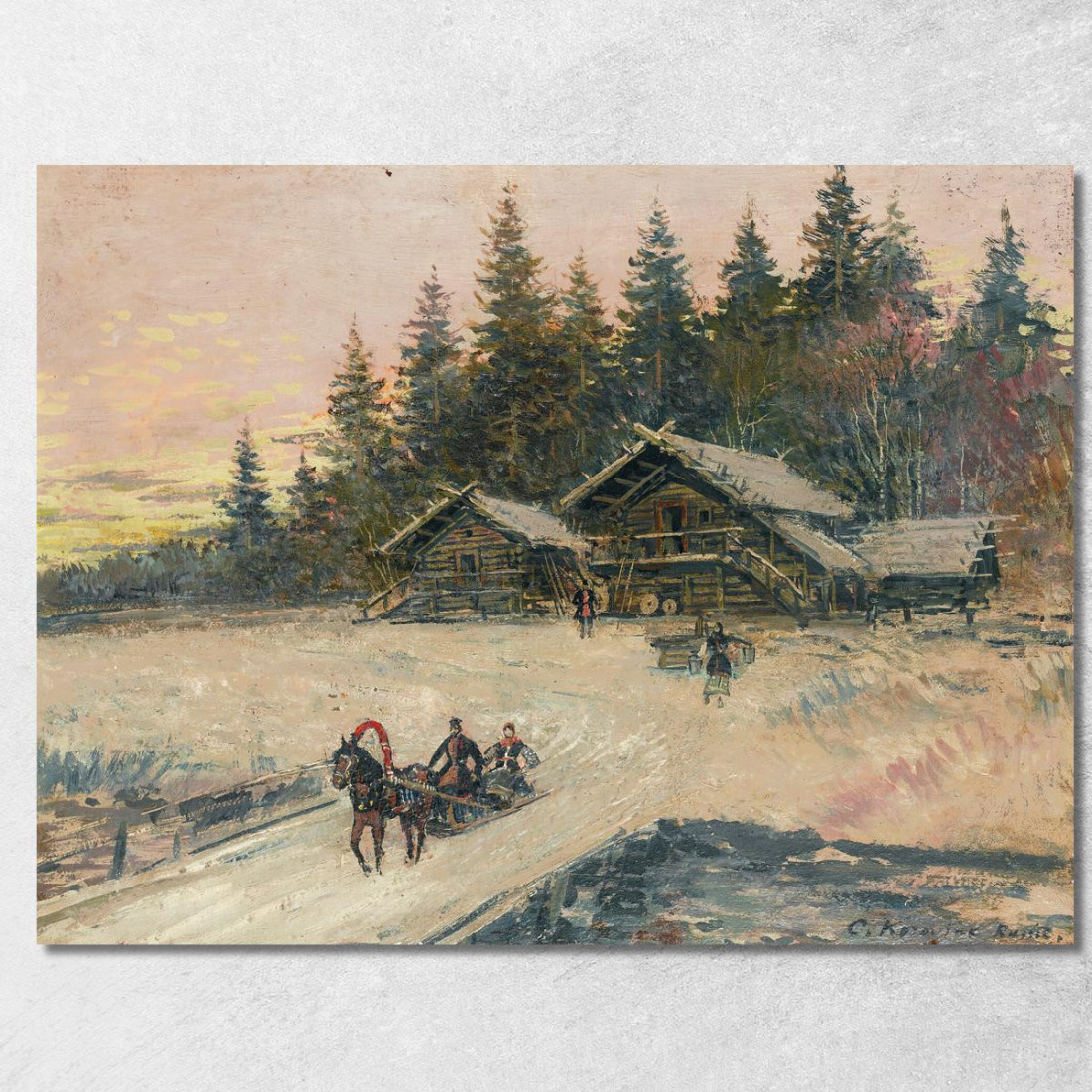 Scena Invernale Con Troika Konstantin Alexeevich Korovin kak40 quadro stampato su tela Scena Invernale Con Troika Konstantin Alexeevich Korovin kak40 quadro stampato su tela