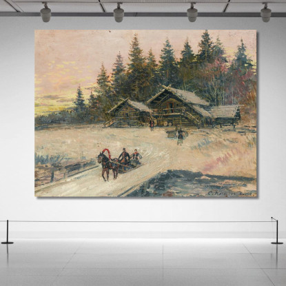 Scena Invernale Con Troika Konstantin Alexeevich Korovin kak40 quadro stampato su tela