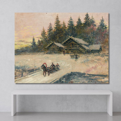 Scena Invernale Con Troika Konstantin Alexeevich Korovin kak40 quadro stampato su tela