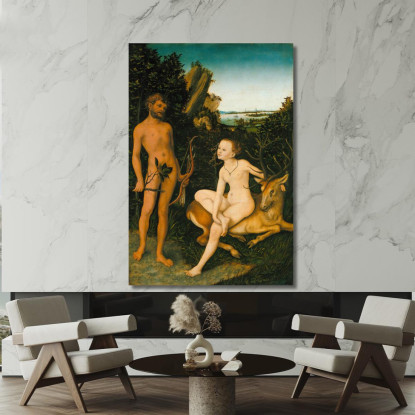 Apollo E Diana Lucas Cranach the Elder lce9 quadro stampato su tela