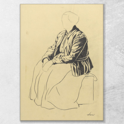 Schizzo A Figura Singola Di Donna Seduta Karl Wiener kwn160 quadro stampato su tela