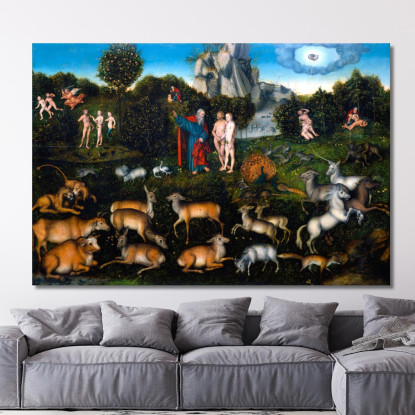 Il Giardino Dell'Eden Lucas Cranach the Elder lce68 quadro stampato su tela