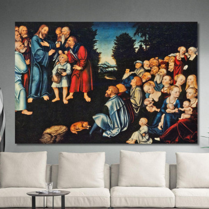 Il Miracolo Dei Cinque Pani E Due Pesci Lucas Cranach the Elder lce82 quadro stampato su tela