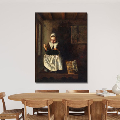 Una Ragazza Che Cuce Nicolaes Maes nma1 quadro stampato su tela