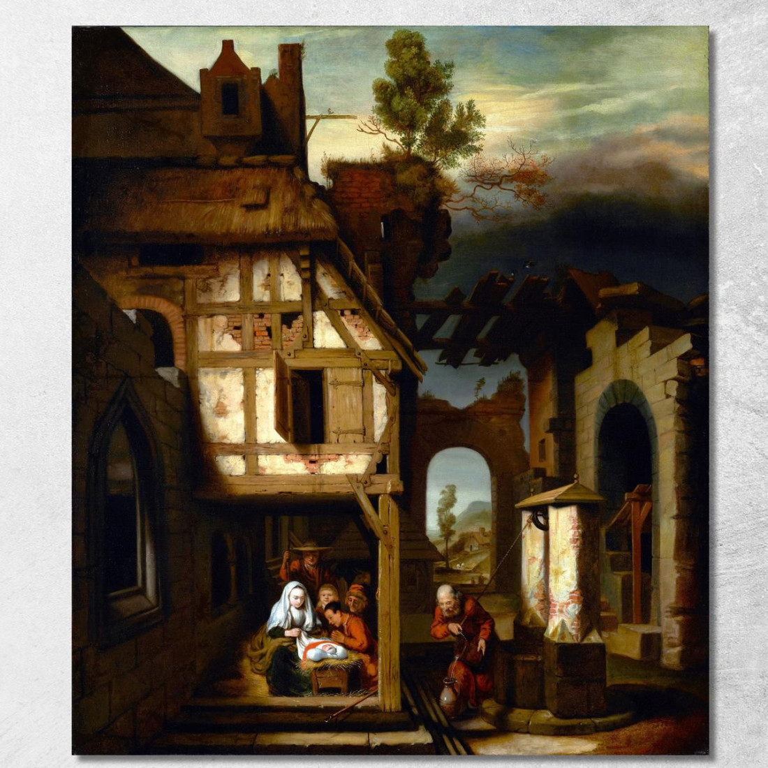 Adorazione Dei Pastori Nicolaes Maes nma3 quadro stampato su tela Adorazione Dei Pastori Nicolaes Maes nma3 quadro stampato su tela