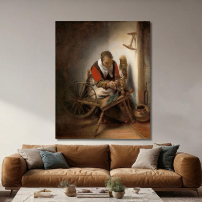La Filatrice Nicolaes Maes nma6 quadro stampato su tela