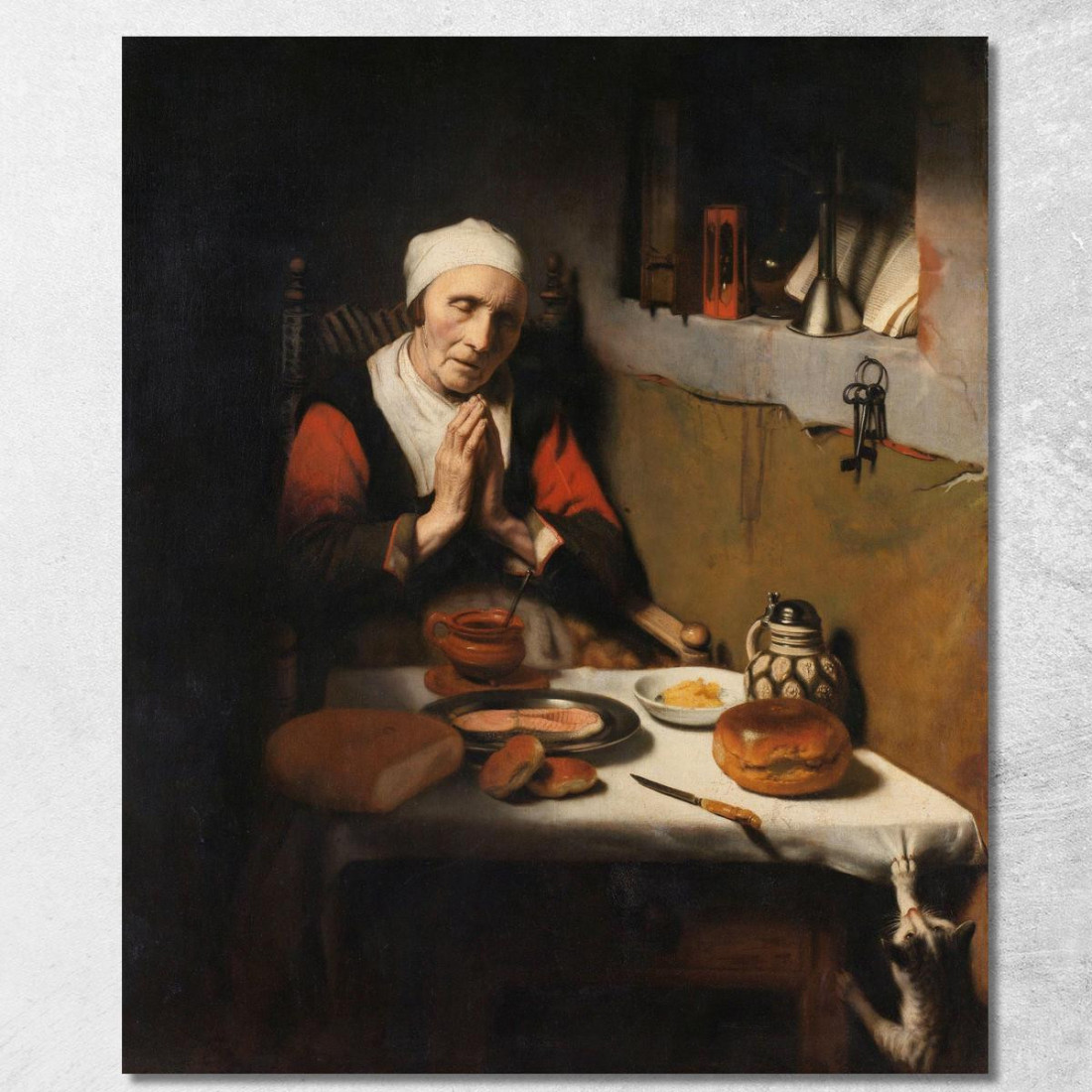 Vecchia Che Dice La Grazia Conosciuta Come 'La Preghiera Senza Fine' Nicolaes Maes nma8 quadro stampato su tela Vecchia Che Dice La Grazia Conosciuta Come 'La Preghiera Senza Fine' Nicolaes Maes nma8 quadro stampato su tela