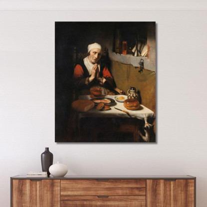 Vecchia Che Dice La Grazia Conosciuta Come 'La Preghiera Senza Fine' Nicolaes Maes nma8 quadro stampato su tela